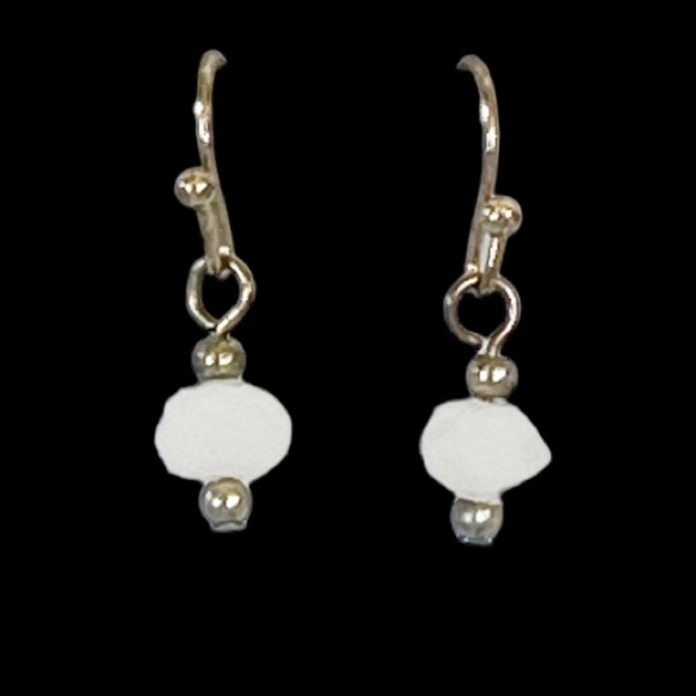 Vintage small white faceted bead drop earrings